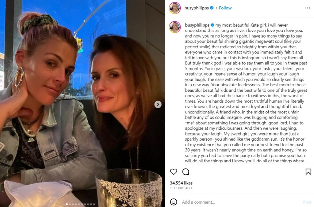 Busy Philipps Honored Her Best Friend Kate Cooper Serge After Her Tragic Death
