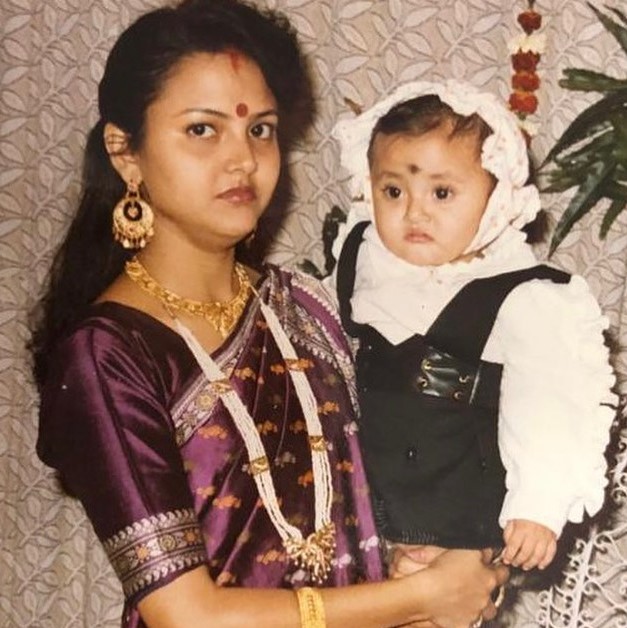 Megha Chowdhury's childhood image with her mom