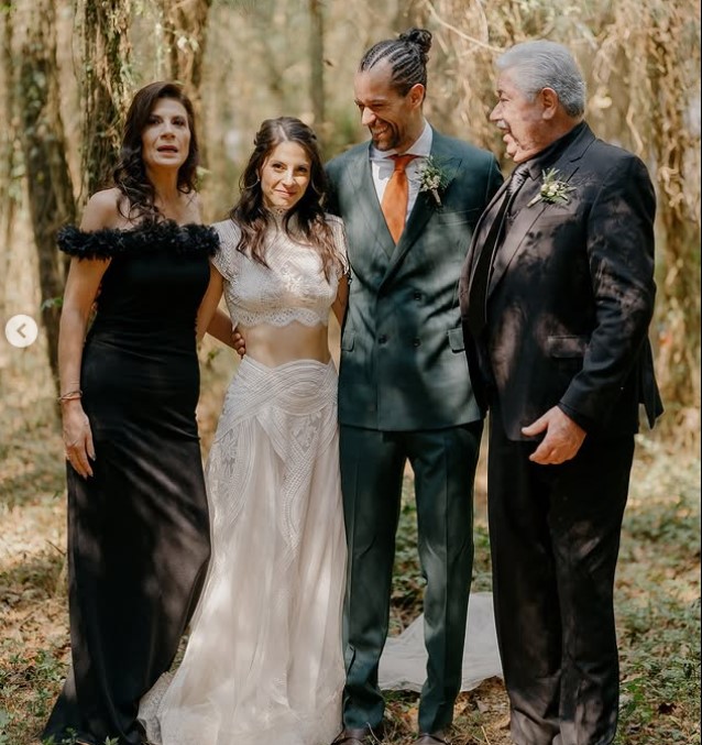 Andrea Marti with her parents and husband