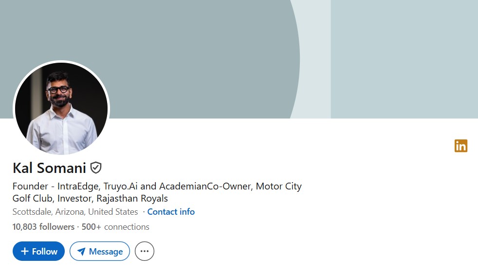 Kal Somani's LinkedIn profile