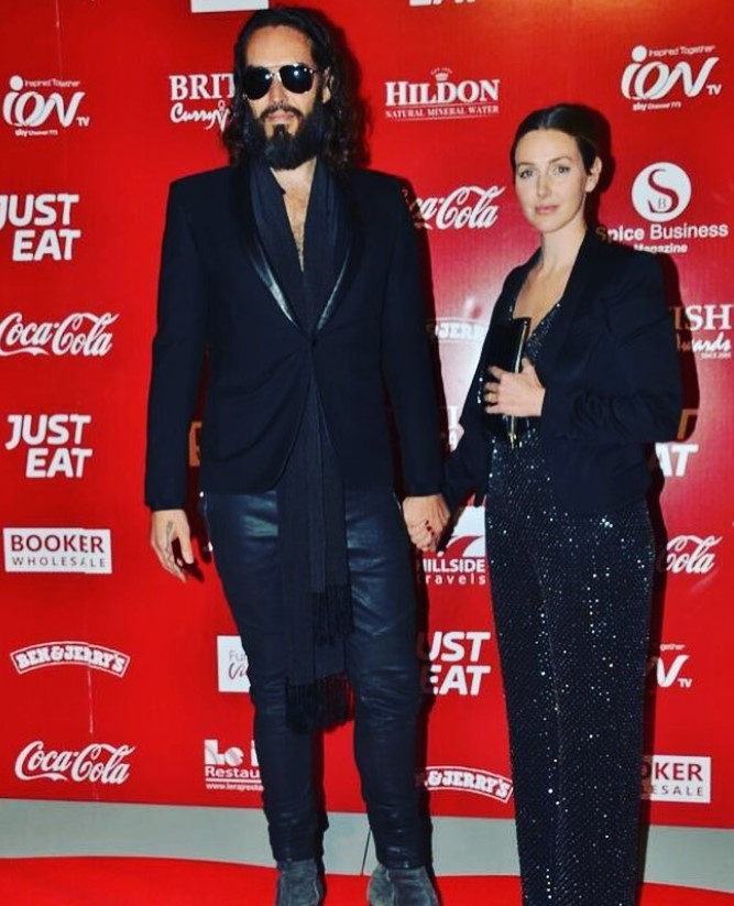 Laura Gallacher with her husband Russell Brand