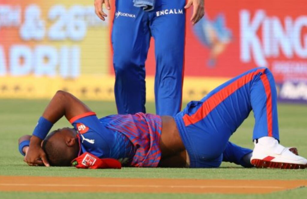 Lungisuni Ngidi, when he fall on the ground after a neck and head injury