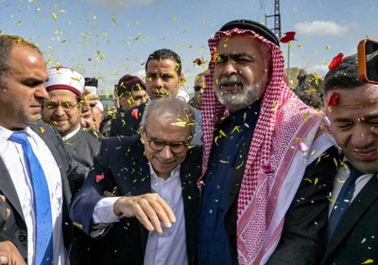 Nawaf Salam during a tour in the village of Dhayra near the border with Israel