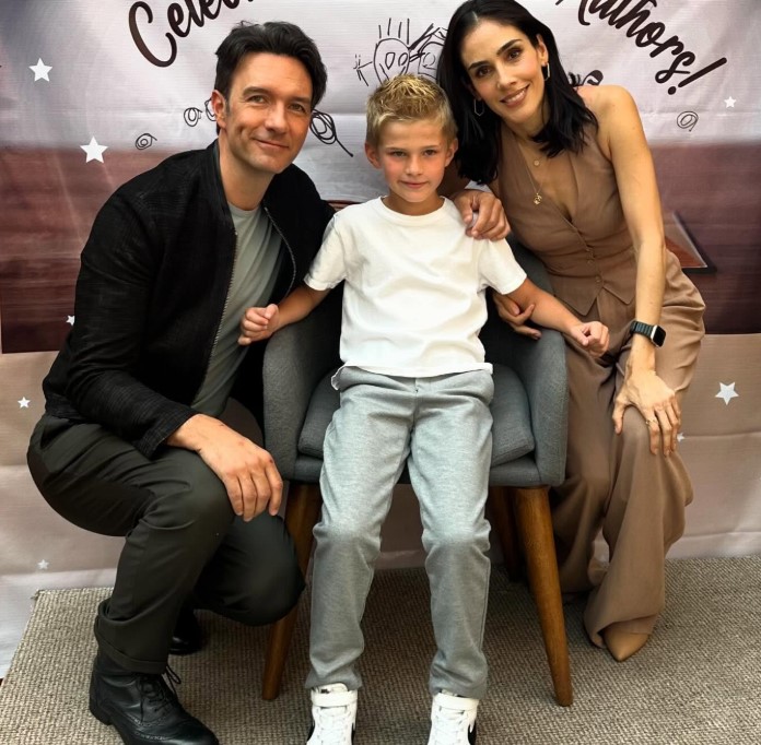 Sandra Echeverria with her husband and son