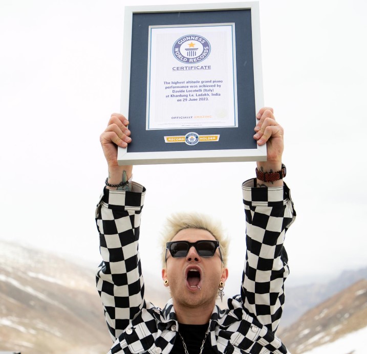 Davide Locatelli made history by breaking a Guinness World Record by holding the piano concert on the highest peak in the world