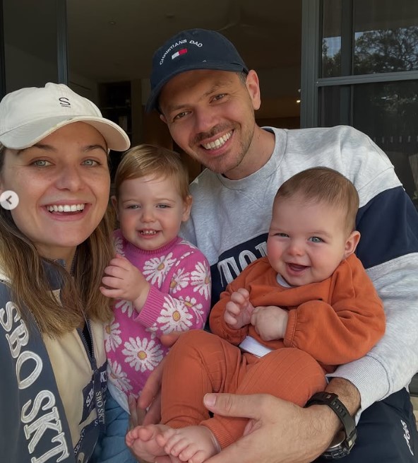 Sophie Tieman with her husband and kids