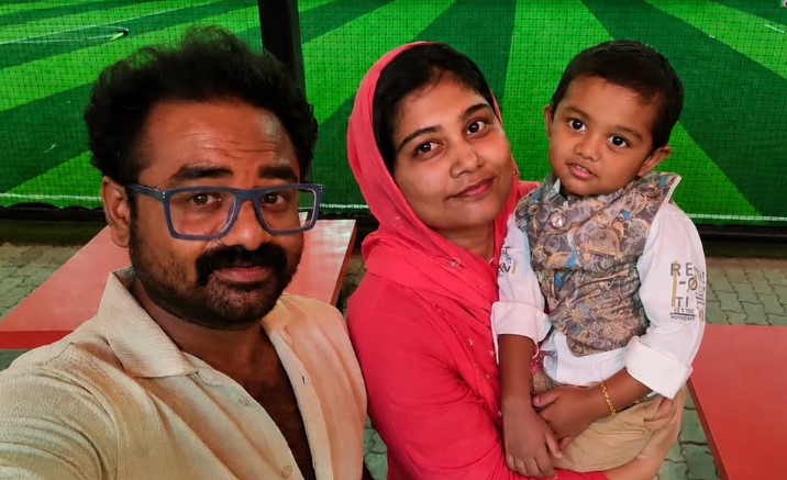 Abdool Lee with his wife and son