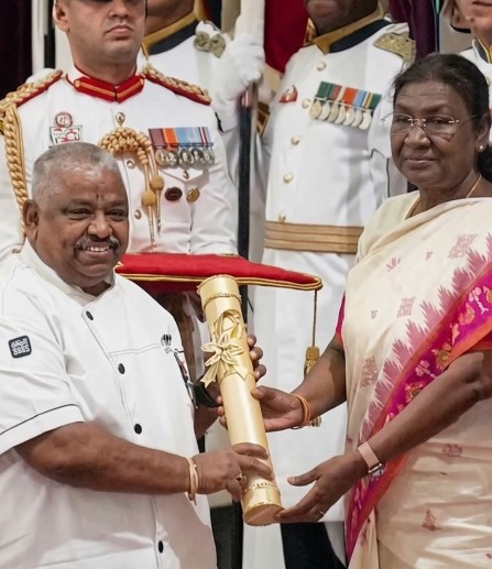 Chef Damu received Padma Shri award from the Government of India