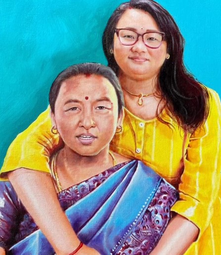 Sharmila Thapa with her mom