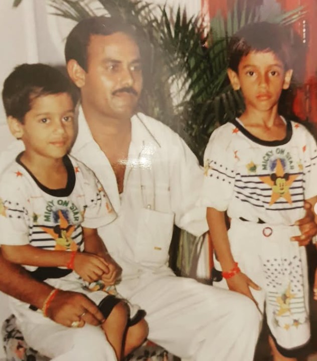Gaurav Pandey's childhood image with his father and brother