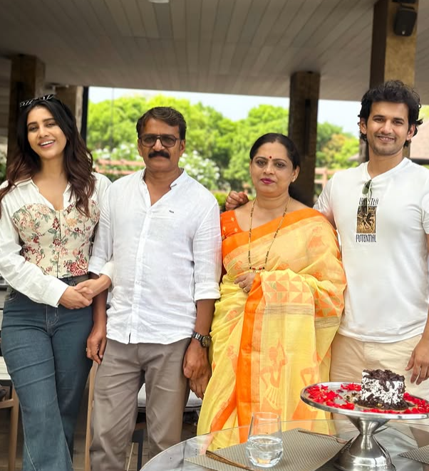 Nabha Natesh with her parents and brother